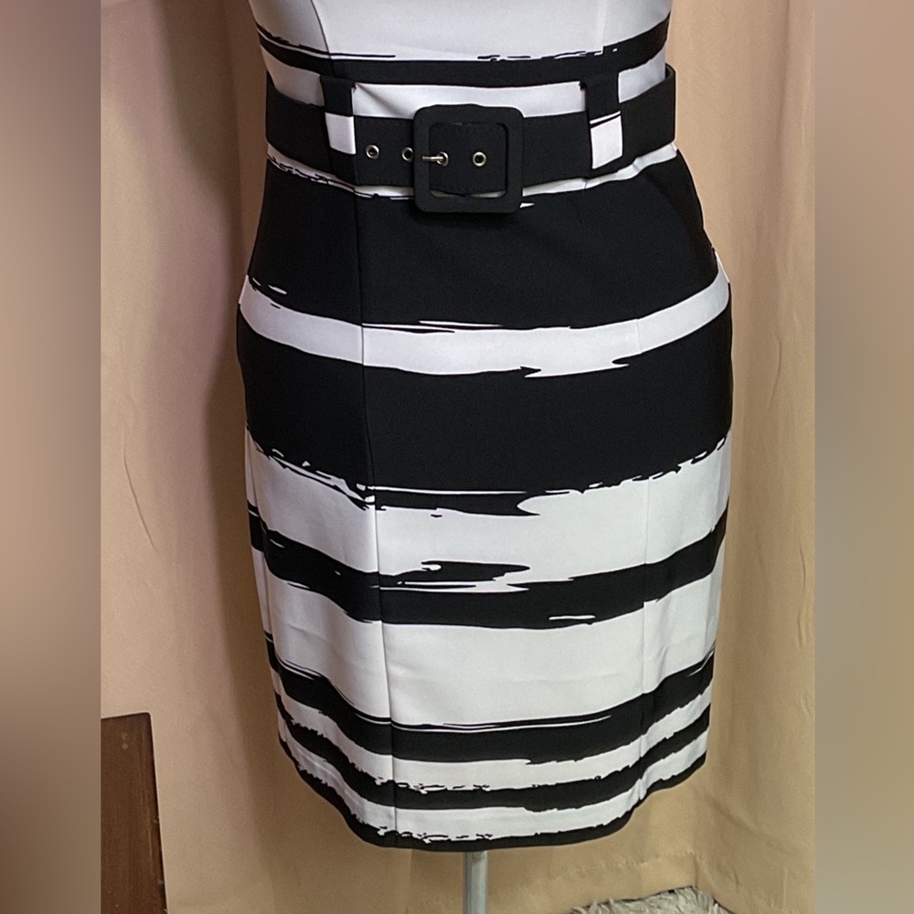 Voir Voir Black & White Striped Sheath Dress - Picture 3 of 11